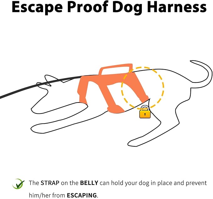 Huntboo Escape Proof Dog Harness, Escape Artist Harness, Reflective Dog Harness with Handle, Durable,Adjustable Vest for Small Medium Large Dogs Walking, Training, and Running Gear(Orange,L)