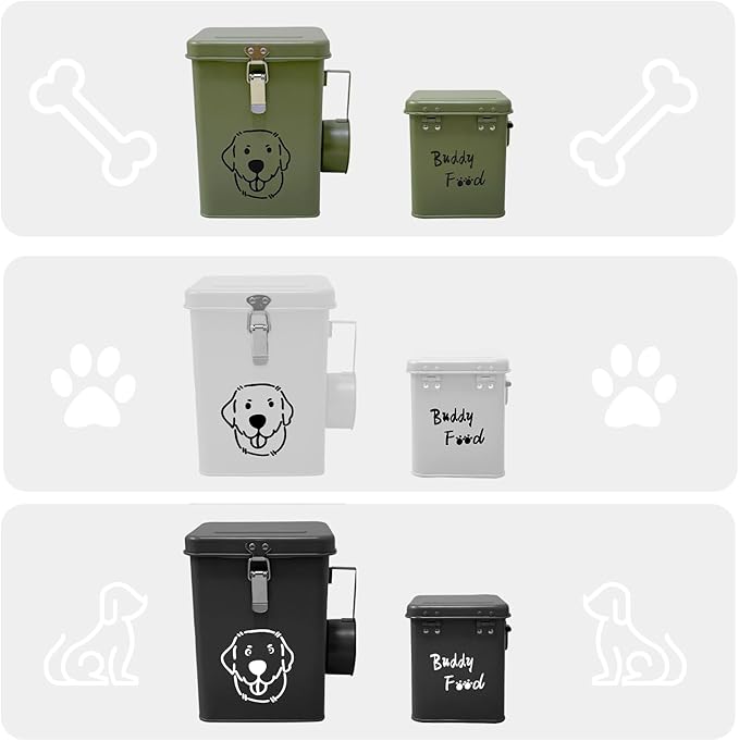 Dog Food Storage Container Airtight Dog Treat Container Pet Food Storage Containers Dog Treat Jar Tinplate Dog Treat Bin Black