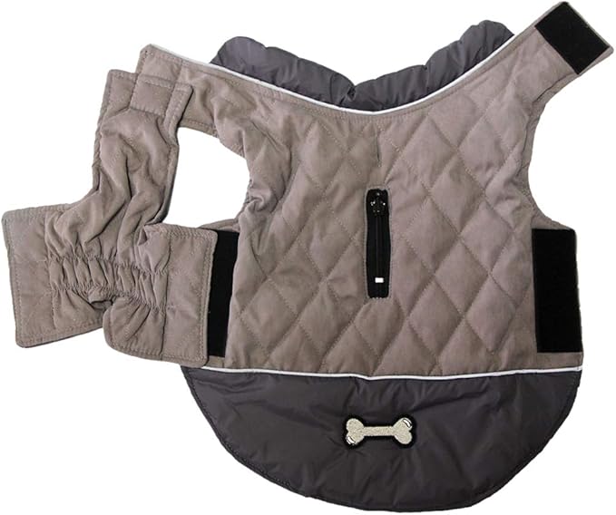 Reversible Dog Coats for Medium Dogs Waterproof Warm Dog Jacket for Cold Winter,Grey L