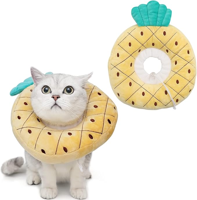 ANWA Adjustable Cat Cone Collar Soft, Cute Cat Donut Collar After Surgery, Kitten Recovery Cones to Stop Licking