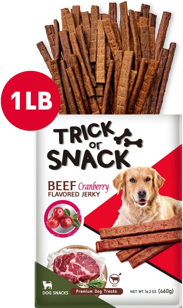 Premium 1lb Dog Jerky Treats | Dog Training | Dog Walking | Natural Grillers | Healthy Smoked Beef Chicken Salmon Chews Snacks Beef Cranberry Jerky