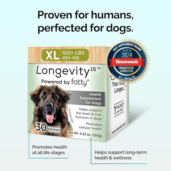 Yummy Combs Longevity15 – C15:0 – Fatty Acid Health Supplement for Dogs – Healthy Pet Supplies – for Small Dogs, 1 Pack