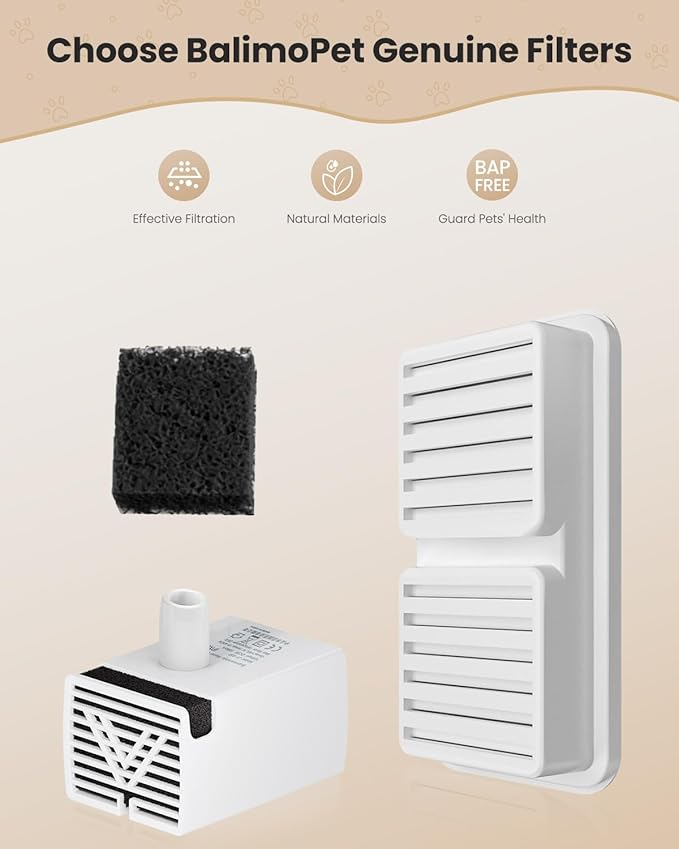 Cat Water Fountain 6 Filters & 6 Sponges Replacement Cartridge for Cats Pet Water Dispenser