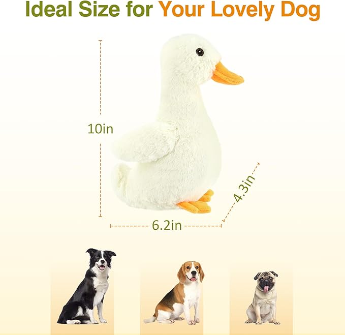 Pawaboo Squeak Plush Duck Dog Toy, Large 12'' Super Soft PlushStuffed Duck-Shaped Pet Toys, Crinkle Paper Rattle Pet Biting Training Chew Toys Non-Toxic Plush Doll for Pet Dogs, Light Yellow/Orange