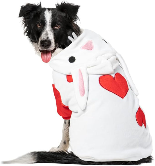 NACOCO Halloween Rabbit Dog Costume - Pet Christmas New Year Hoodie Warm Party Coat Outfit for Small and Medium Cat Dog Clothes(Red Rabbit,L)