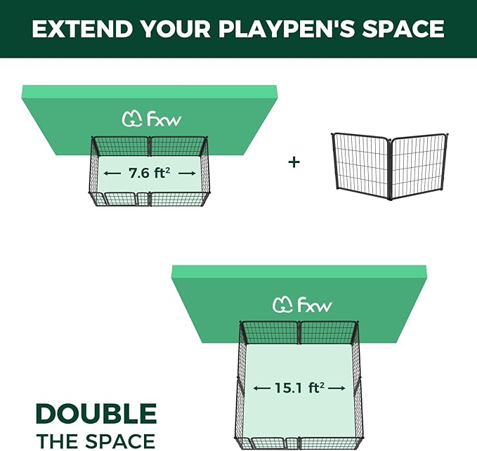 FXW Homeplus Unleashed Indoor Dog Playpen - Stress-Free and Safe Play, Heavy Duty 24 Inch 2 Panels Dog Pen for Puppy and Small Dogs, Black│Patented