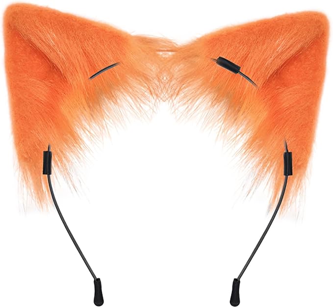 Cat Ears and Wolf Fox Animal Tail Cosplay Costume Faux Fur Hair Clip Headdress Halloween Leather Neck Chocker Set