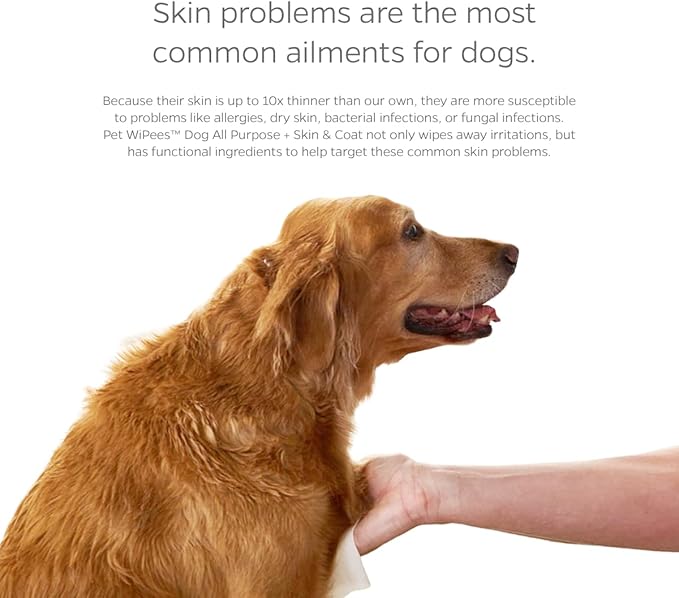 Dog All Purpose + Skin & Coat Pet WiPees™ – 100 All Natural Cleaning & Moisturizing Dog Wipes for Paws, Folds & Fur, Dog Lotion Alternative, Daily Pet Wipes for Skin & Coat Health (Natural, 100ct)