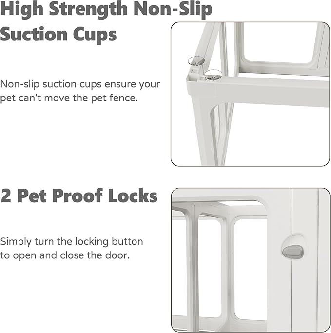 Clear Acrylic Dog Playpen with Door, for Puppy Rabbit Transparent Pet Pen, Dog Playpen Indoor, Dog Fence, Easy Assemble & Cleaning Dog Pen for Small & Medium Dogs (29.5“ Height, 10PCS)