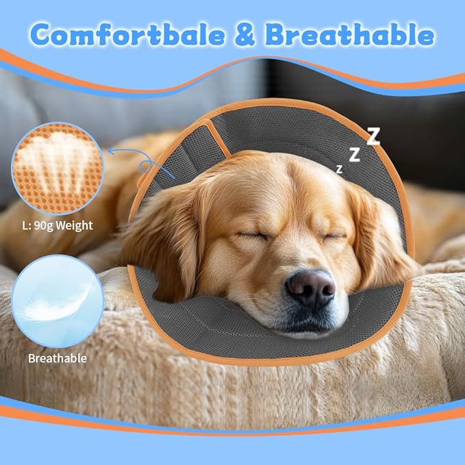 Soft Dog Cone Recovery Collars & Cones After Surgery for Medium Large Dogs, Comfy Ecollars to Stop Licking, Adjustable, Dog Ecollars for Recovery Plastic: Superior Support Fabric: Soft Comfort, XL