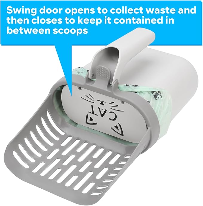 MYPIN Large Cat Litter Scooper with Bags, Upgraded Cat Litter Shovel with Holder and Waste Can, Cat Scooper with Extra 135 Count Litter Waste Bags, Large Capacity Portable Litter Shovel