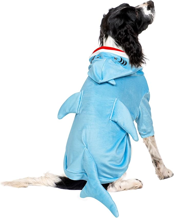 NACOCO Halloween Shark Dog Costume - Pet Christmas New Year Hoodie Warm Party Coat Outfit for Small and Medium Cat Dog Clothes(Blue Shark,L)
