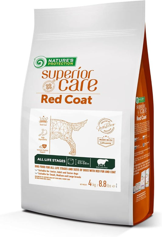 Nature's Protection Superior Care Grain-Free Dry Dog Food - High Protein, Tear Stain Dog Food for All Breeds Red Coated All Life Stages Dogs, Fresh Pet Meal, Lamb, 8.8 lb