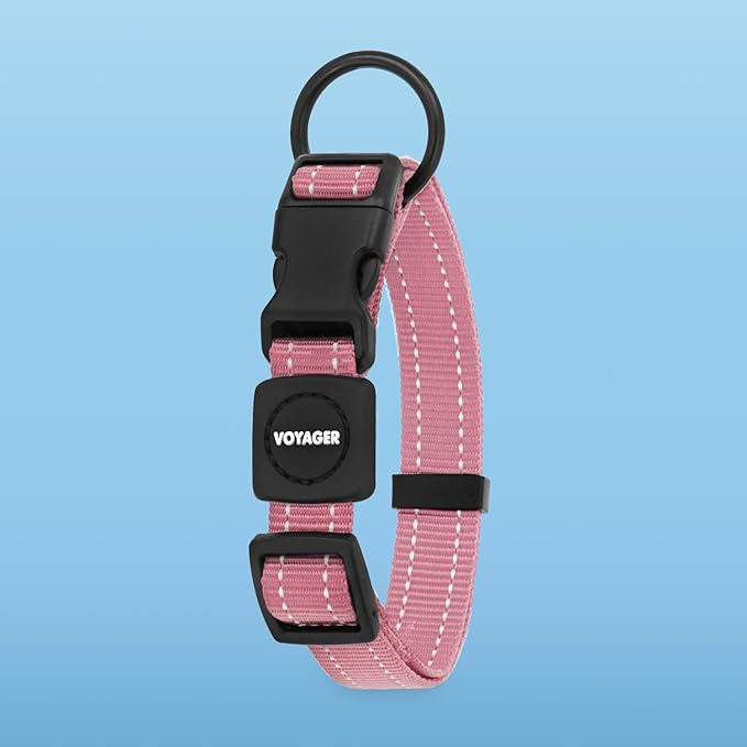 Voyager Reflective Dog Leash Collar Set with Neoprene Handle Supports Small, Medium, and Large Breed Puppies, Cute and Heavy Duty for Walking, Running, and Training - Pink, L