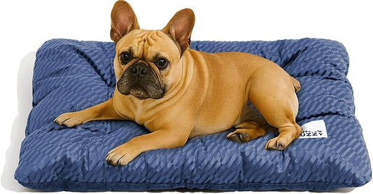 FUNNY FUZZY 2 in 1 Dog Bed Crate Pad Mat, Washable Reversible Pet Floor Mats,Fluffy Kennel Pad for Small Large Sized Dog,Indoor Cats,Sleeping Mattress, 29.9" × 18.9", Midnight Blue