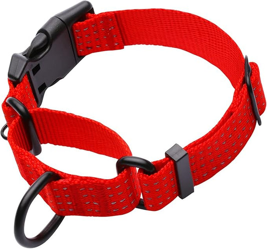 Martingale Collar for Training Dogs. Adjustable Reflective Dog Collars with Buckle- Prevents Slipping Out, for Medium Large XL Dogs. Helps with Strong pullers(S, RED)
