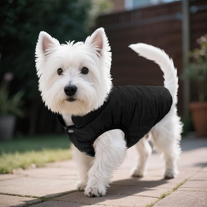ASENKU Windproof Dog Winter Coat Waterproof Fleece Jacket Cold Weather Pet Apparel for Small Medium Large Dogs (Black, XS)