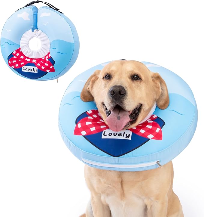 Inflatable Dog Cone Collar,Waterproof Soft Dog Donut Cone for Large Medium Small Dogs Cats, Recovery Pet E-Collar Alternatives After Surgery (Tie Red, X-Large)