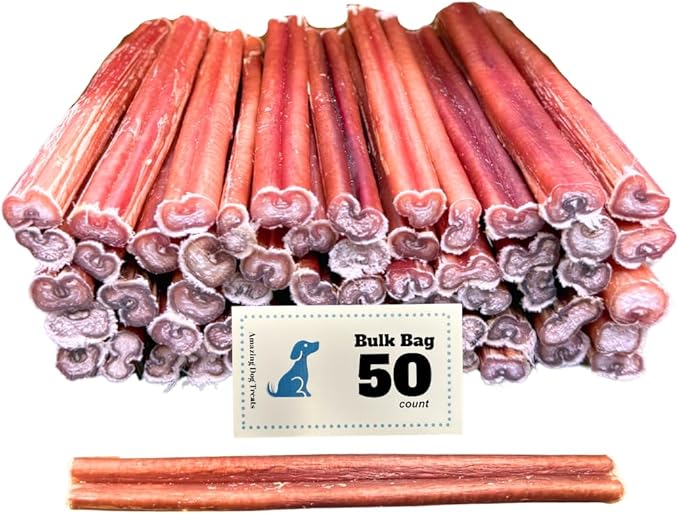 Amazing Dog Treats - 6 Inch Medium Size Bully Sticks (50 Count) - Bulk Bully Sticks for Dogs - No Hide Bully Stick Dog Bones