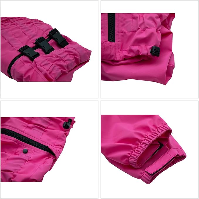 Dogs Waterproof Jacket, Lightweight Waterproof Jacket Reflective Safety Dog Raincoat Windproof Snow-Proof Dog Vest for Small Medium Large Dogs Rosered XS