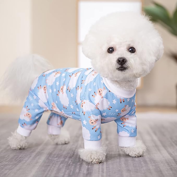 Blue Puppy Christmas Dog Clothes Pajamas for Small Medium Dogs Girl Boy,Funny Pet Cat Dog Shirts Costume Sweaters Pjs Onesie Shirt,Doggie Onesies Cat Pet Outfit Frenchie Clothes
