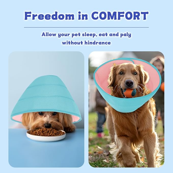 Soft Dog Cone Collar After Surgery Alternative for Dogs to Stop Licking, Comfy Collars for Large/Medium/Small Pet, Adjustable Elizabethan Neuter Recovery E Cones of Shame Neck & Head Ecollars, Cat