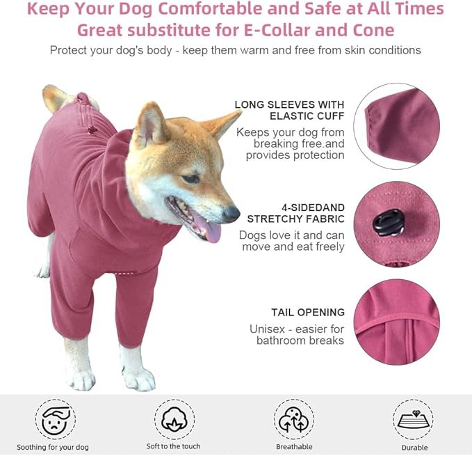 Dog Pajamas for Large Dogs,Extra Large Stretch, Suitable for Adult, Medium-Sized Dogs, Large Pet Jumpsuit Four-Legged Dog Clothes, Pet Clothing. (Red Color, 3XL-Suitable for 25-40lb)