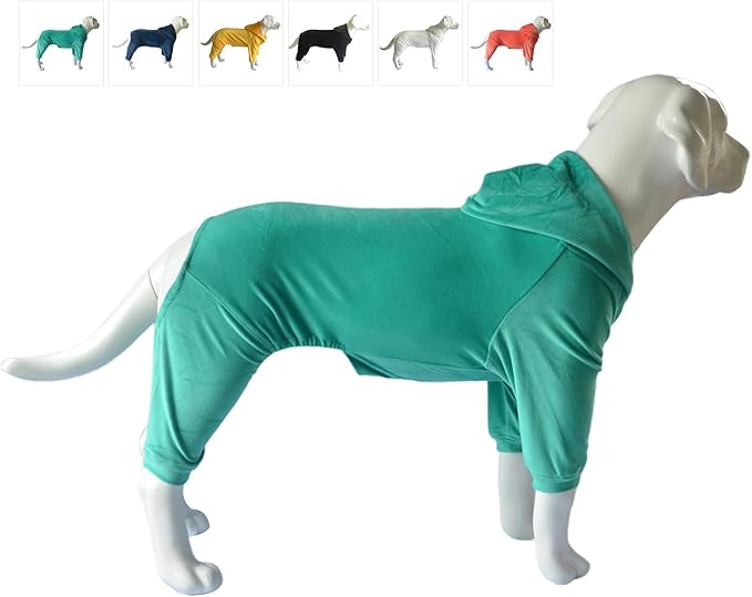 Lovelonglong Dog Pajamas Pet Jumpsuit PJS for All Seasons, Velvet & Cotton Liner Warm Pet Clothes for Small Medium Large Dogs Turquoise XXL