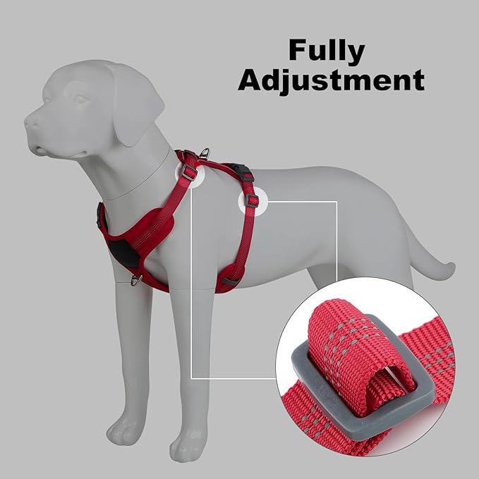 Plutus Pet No Pull Dog Harness, Release at Neck, Soft Padded, Reflective Adjustable Dog Vest Harness for Small, Medium, Large Dogs(Red, XS)