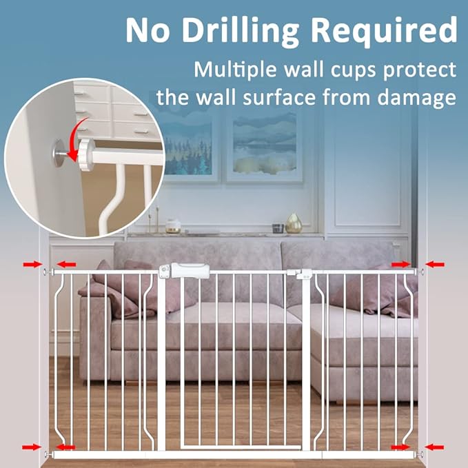Extra Wide Baby Gate 14.17in Wide Extensions Walk Through Baby Gate Pressure Mount Auto Close Child Safety Gates (White, Extension-14.17"/36cm)