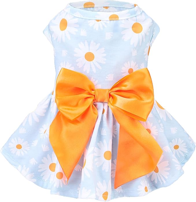 PUPTECK Floral Dog Dress for Spring Outfit Puppy Cute Small Dogs Clothes,Daisy,L