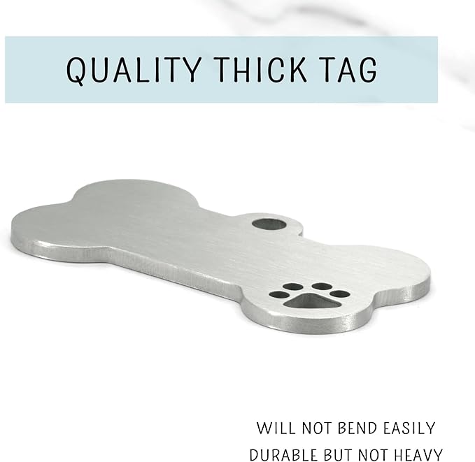 Ultra Joys Dog Tags Personalized for Pets - Hollow Paw Custom Pet ID Tag - Engraved Dog Tag for Small, Large Dogs - Large Bone in Silver