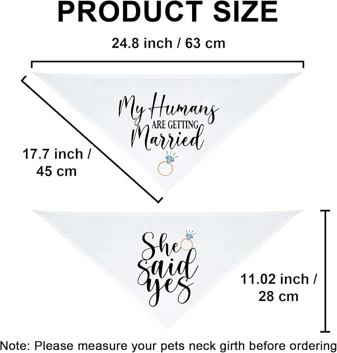 2 Packs My Humans are Getting Married She Said Yes Bandana for Wedding Engagement Photos, Bridal Shower Gift,Dog Wedding Outfit, Dog Engagement Announcement, Engagement Gifts
