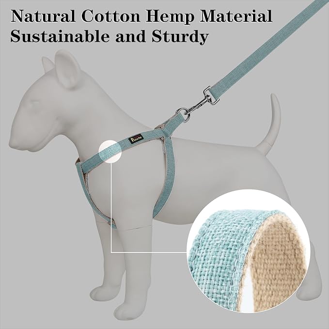 Plutus Pet Cotton Hemp Step in Dog Harness, Sustainable, Lightweight and Escape-Proof, Quick Fit Dog Harness for Puppy Small Medium and Large Dogs, Light Blue, XS