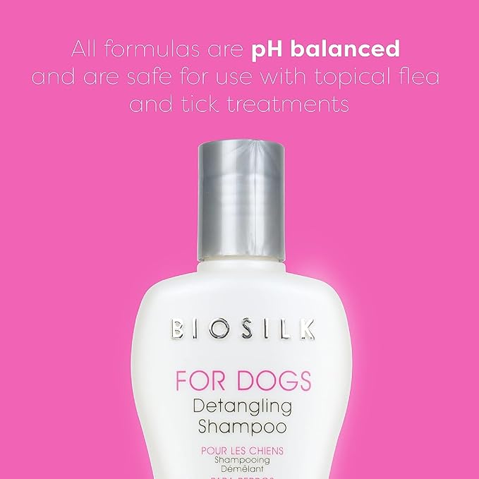 BioSilk for Dogs Silk Therapy Moisturizing Dog Detangling Shampoo - Dog Matted Hair Detangler Cleans, Moisturizes, and Detangles - Dematting Shampoo for Dogs, Grooming Supplies, 12 Fl Oz