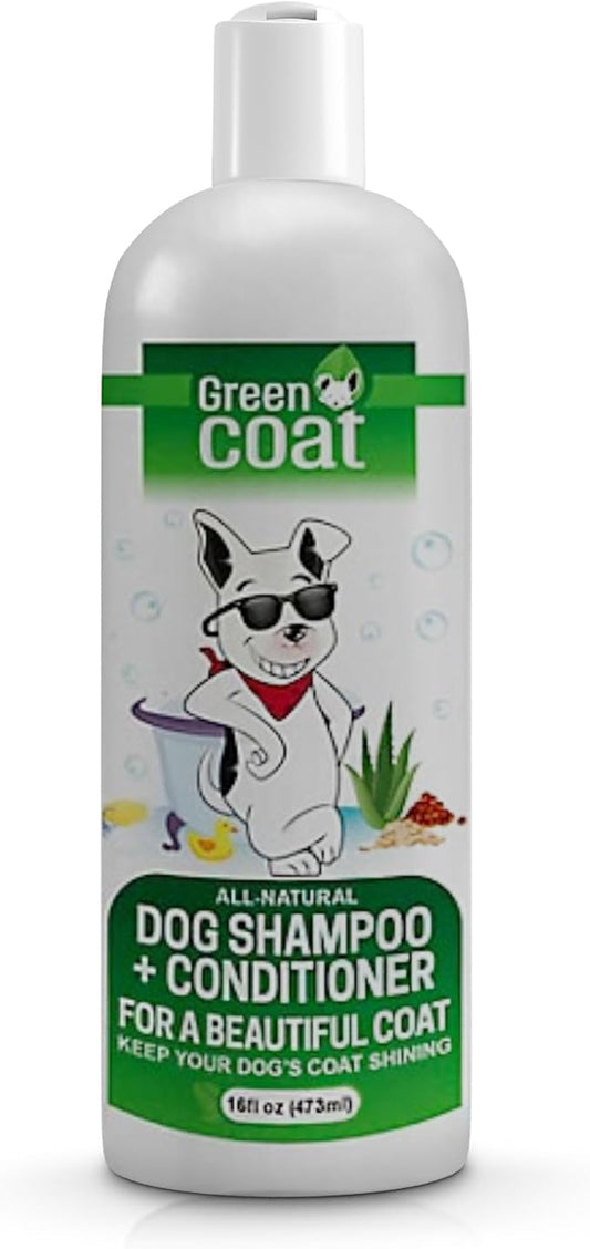 Nourishing 2 in 1 Dog Shampoo and Conditioner– Natural Shine Formula with Caviar, Aloe & Bergamot for Sensitive Skin, Moisturizes & Protects, 16oz Bottle, Made in USA