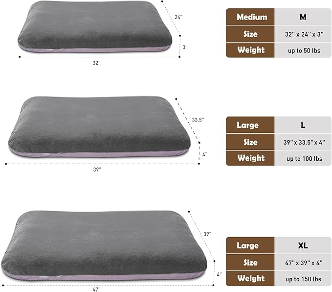 Magic Dog Super Soft Medium Dog Bed, 32 Inches Orthopedic Foam Pet Beds with Anti Slip Bottom, Dog Sleeping Mattress with Removable and Washable Cover, Grey M,32'' X 24'' X 3''