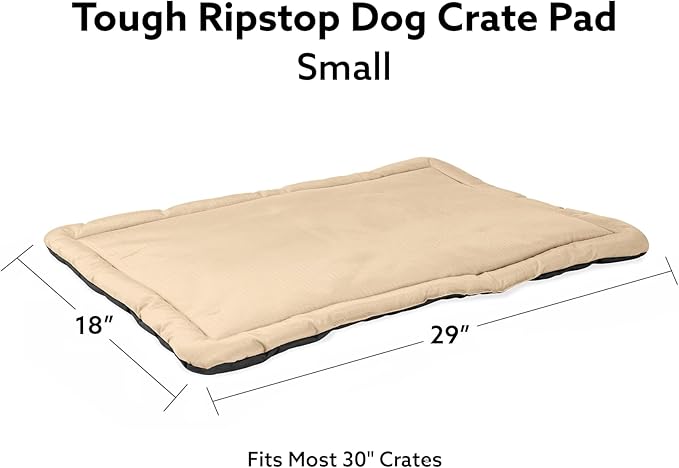 K9 Ballistics Tough Ripstop Dog Crate Pad - Durable, Machine Washable Kennel & Travel Mat for Puppies and Small Dogs, 29 x 18 fits 30” Wire Crate, Sandstone