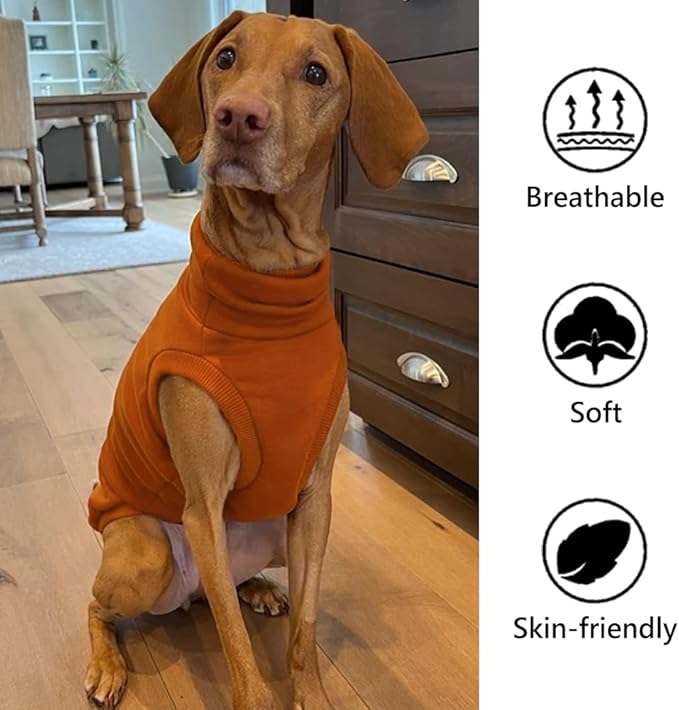 Sweatshirt for Vizsla/Weimaraner/Poodle/Dalmatian/German Dog, Reflective Sleeveless Warm Cotton Clothes for Big Dogs (Orange, X-Large(Chest 26.5'', Back 23''))