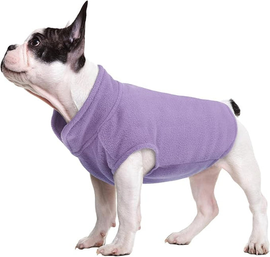 FUAMEY Dog Fleece Vest for Large Dogs,Warm Stretchy Dog Sweatshirts Pullover with Leash Hole Dogs Sweater Soft Pet Turtleneck Cozy Pet Vest Lightweight Sleeveless Purple L