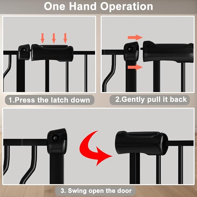 Narrow Baby Gate for Doorways Stairs, 24-29" Wide Pressure Mounted Walk Through Metal Auto Close Safety Child Gatesfor Kids or Pets, Black