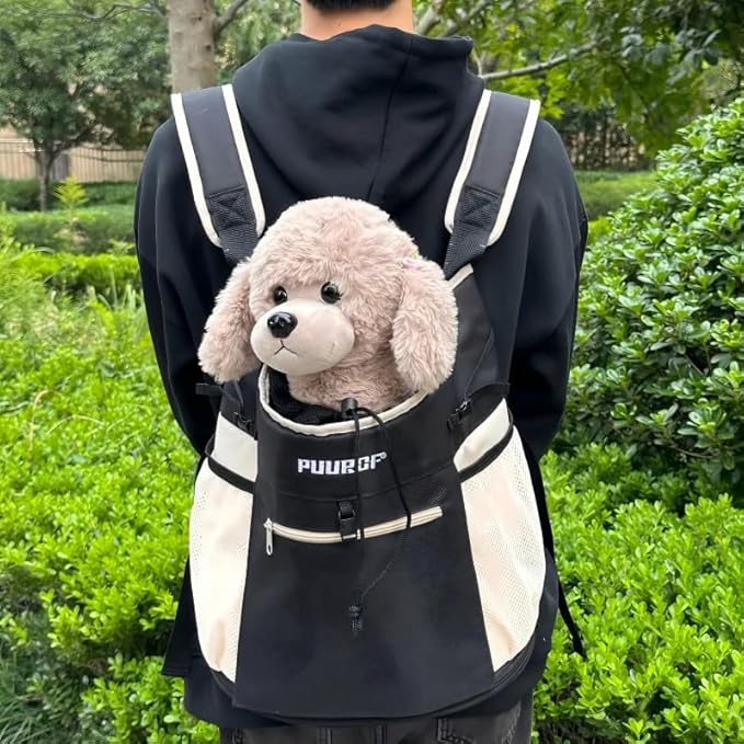 Bag for Cats Chest Dog Backpack Small Dog cat go Out Bag Break Free Walk Dog Dirty pet Backpack Car (Black, Large)