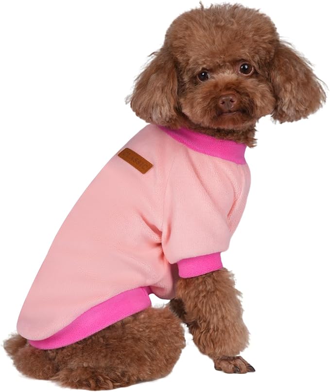 GreenJoy Classic Fleece Dog Sweater – Soft & Warm Stretchy Sweatshirt for Small Dogs & Cats, Cold-Weather Pullover for Everyday Wear (Light Pink, X-Small)