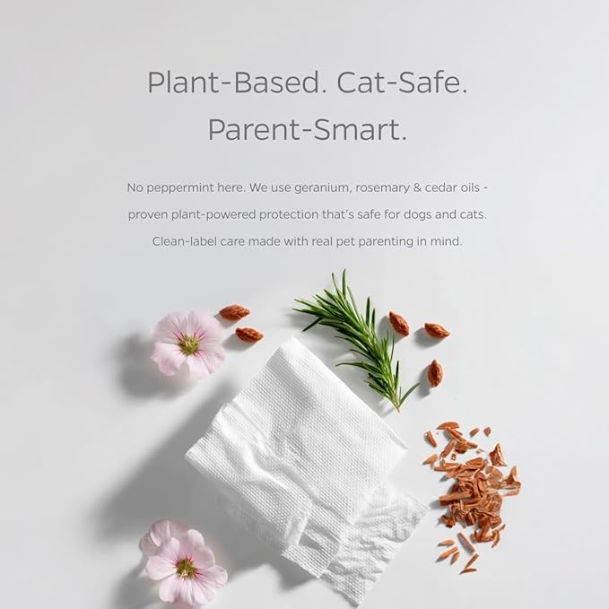 Flea & Tick Pet WiPees™ – 100 Natural Flea and Tick Prevention for Dogs & Cats, 99% Bio-Based, Lick-Safe, Daily Plant-Powered Flea & Tick Wipes for Bug Defense & Skin Relief