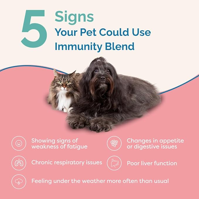PranaPets Immunity Blend Supplement for Dogs & Cats | Naturally Helps Relieve Fatigue & Weakness in Pets | Promoting Increased Energy, Normal Appetite & Immune Support