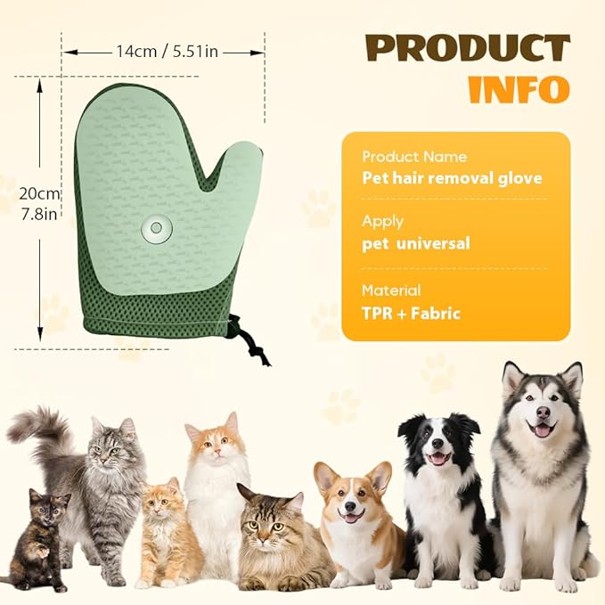 Pet Hair Removal Glove,Efficient Grooming Gloves for Cats & Dogs,Electrostatic Pet Hair Remover for Bed Sheets Couch Clothes Carpet Car Seat,Reusable Washable Hair Remover Gloves (Blue/1PCS)