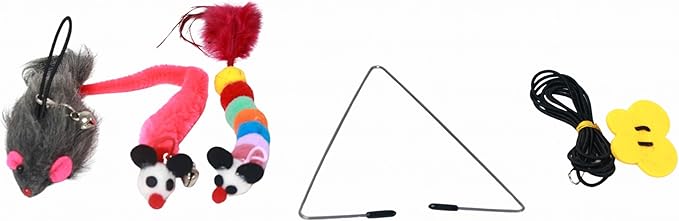 Interactive Cat Toys for Indoor Cats - Hanging Door Cat Toy with Bouncy Mouse and Bell - Door-Mounted Fun Toy for Cats at Home - Includes 2 Bonus Attachments