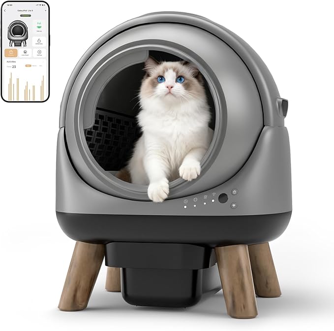 Self Cleaning Litter Box, LAGBY G1 Automatic Litter Box for Cats, Large Robot Cat Litter with Odor Control Anti-Pinch Safety Protection Included Liners and Mat
