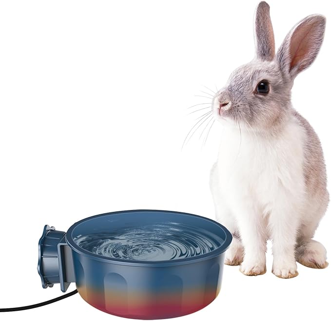 NAMSAN Small Heat Pet Bowl for Cats Rabbits Indoor, 0.6L Heated Water Bowl, Water & Food Thermal-Bowl for Dog Cage, Hanging Kennel Dish, USB Cable, Self-Assembly