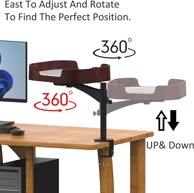 Cat Desk Bed, Adjustable Up and Down and 360° Rotatable for Elevated Pet Habitat in The Home&Office - Space-Saving, Comfortable Litter, Pet Mat and Removable Indoor Cat Mat